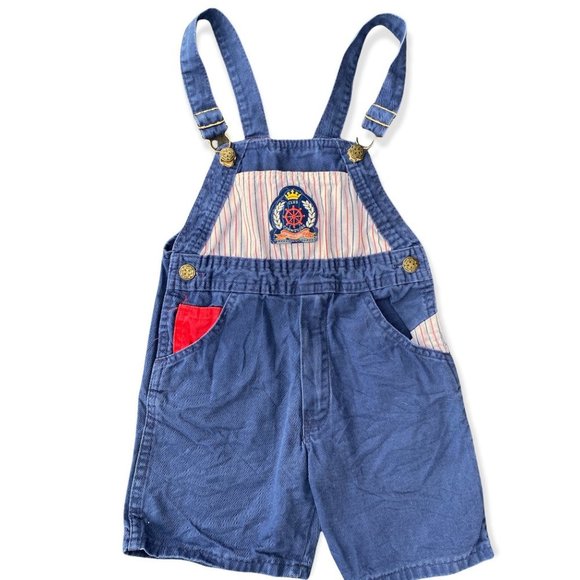 Vintage Oshkosh Overalls Nautical Vestback Bibs Shortalls Boys Size 4-5 RARE